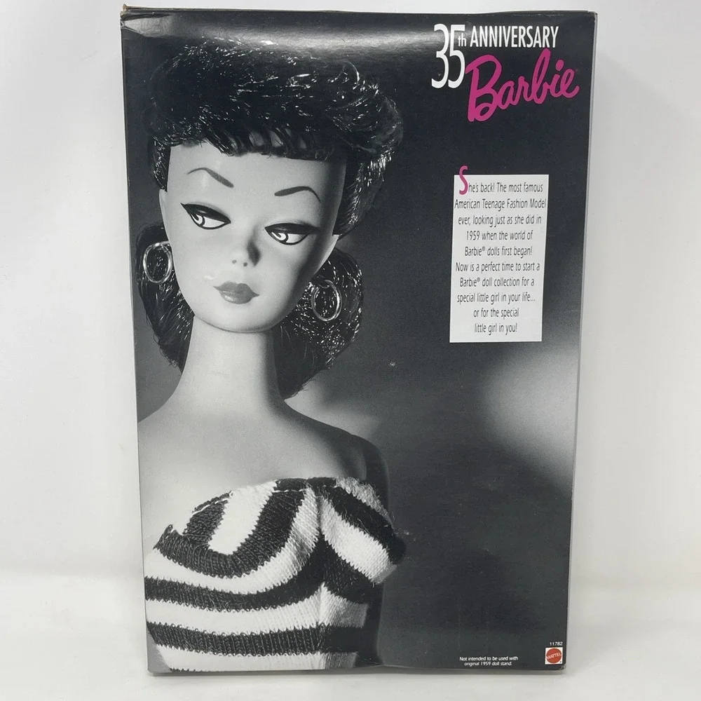 VTG 35th Anniversary 1959 Brunette Barbie Doll & Package Reproduction 93' Mattel